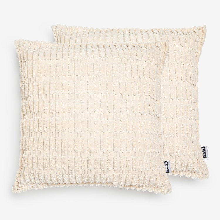 🎁 Belffin Ivory White Corduroy Throw Pillow - Set of 2 (100% off)