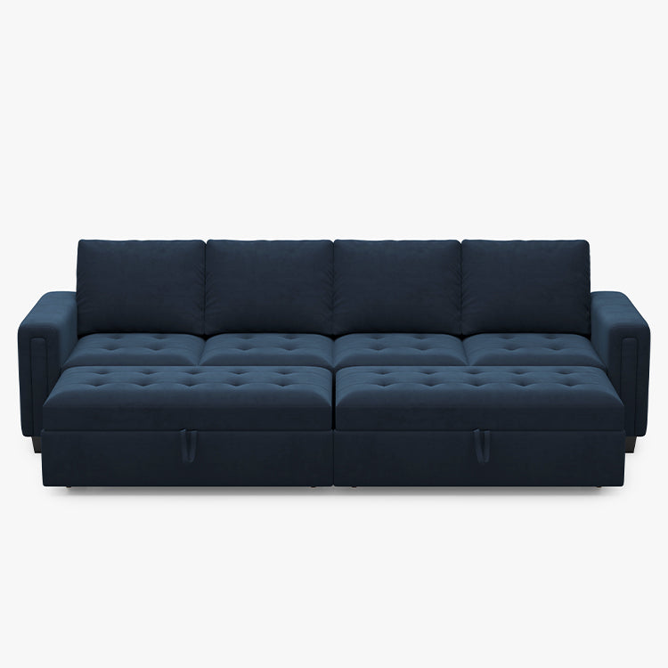 Dark-Blue-/-Velvet-4-Seat-Double-Pullout-Sofa
