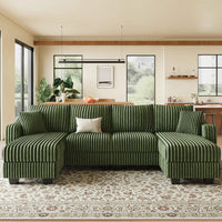 Olivewood-Green-/-Corduroy-4-Seats-U-Shaped-Sectional