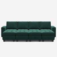 Myrtle-Green-/-Velvet-8-Seat-Open-Pit-Sectional