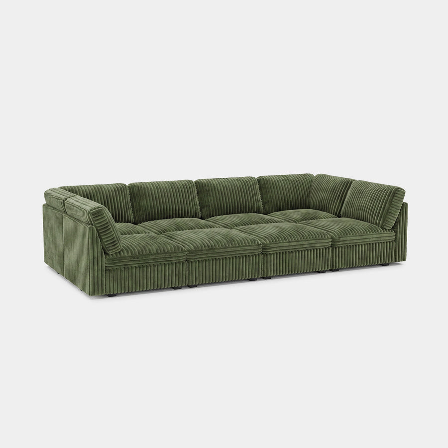 Olivewood-Green-/-Corduroy-8-Seat-Pit-Sectional