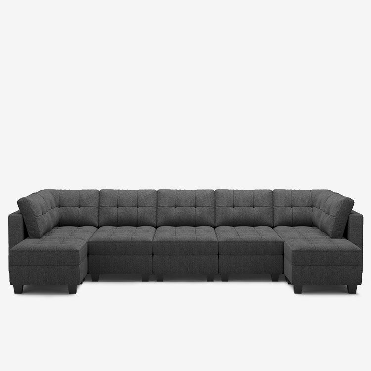 Shadow-Grey-/-Weave-12-Seat-Open-U-Shaped-Sectional