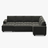 Iron-Grey-/-Velvet-7-Seat-U-Shaped-Pullout-Sectional