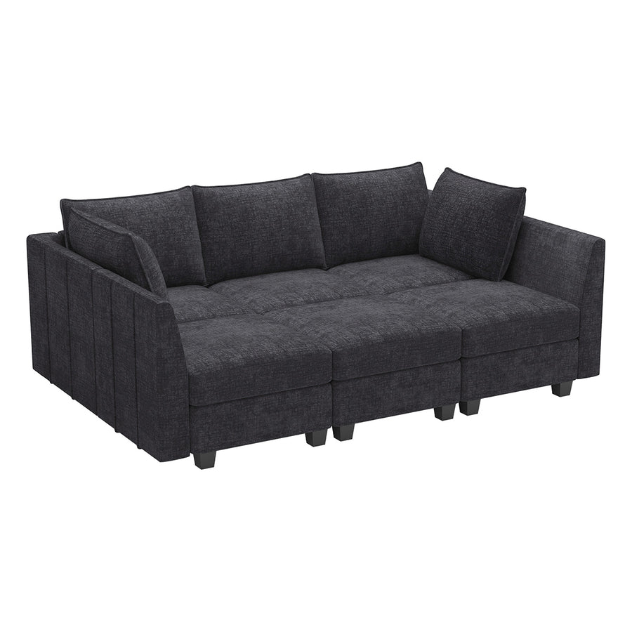 Graphite-Grey-/-Chenille-6-Seat-Pit-Sectional