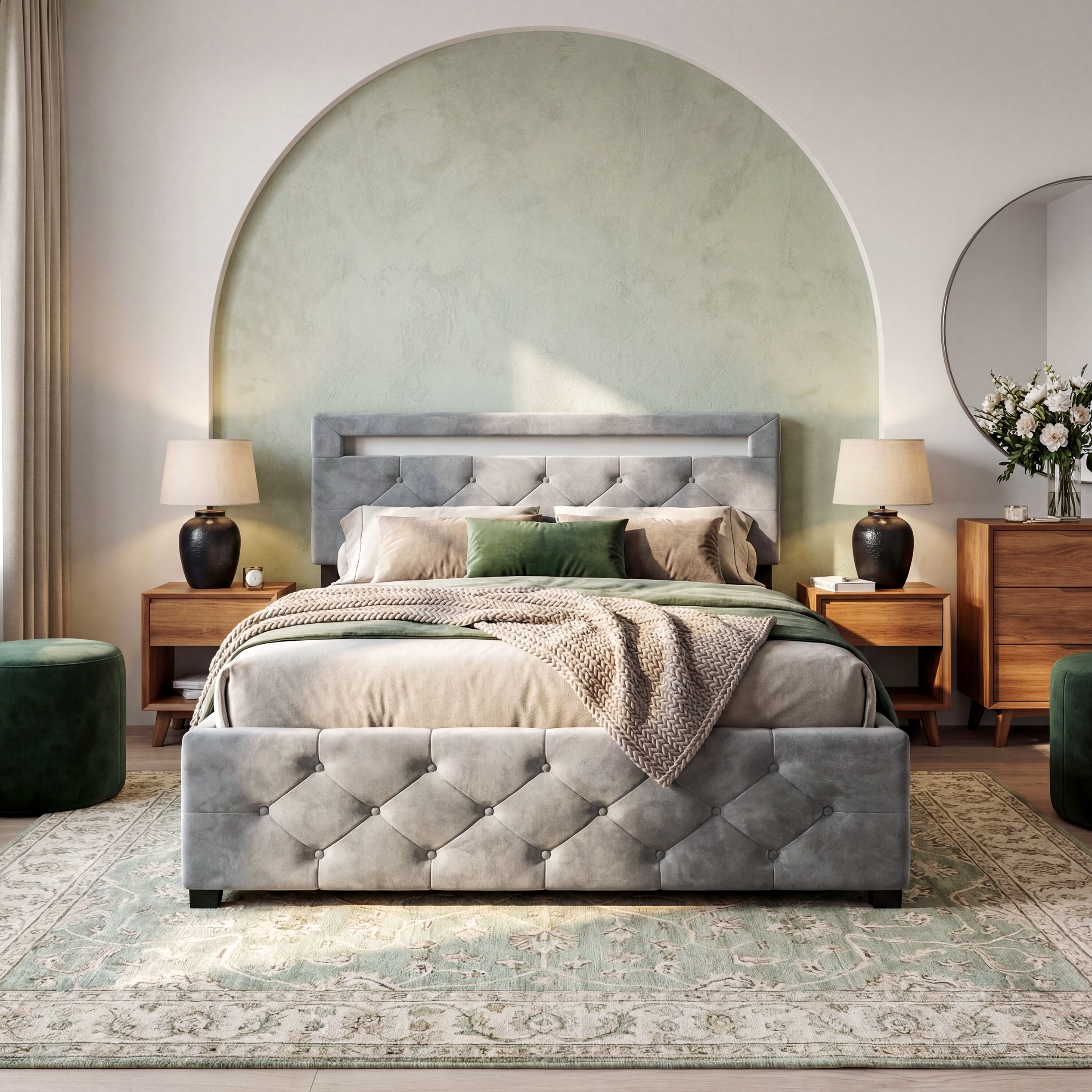 queen-size-upholstered-velvet-bed-frame 