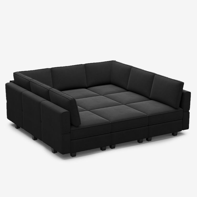 Belffin Modular Sofa - 9 Seats + 9 Sides Velvet Sleeper Sofa With ...