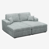Frosted-Grey-/-Corduroy-Double-Chaise-Loveseat