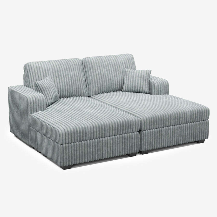 Frosted-Grey-/-Corduroy-Double-Chaise-Loveseat