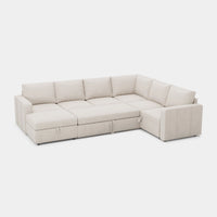 Cosmic-Latte-/-Velvet-7-Seat-U-Shaped-Pullout-Sectional