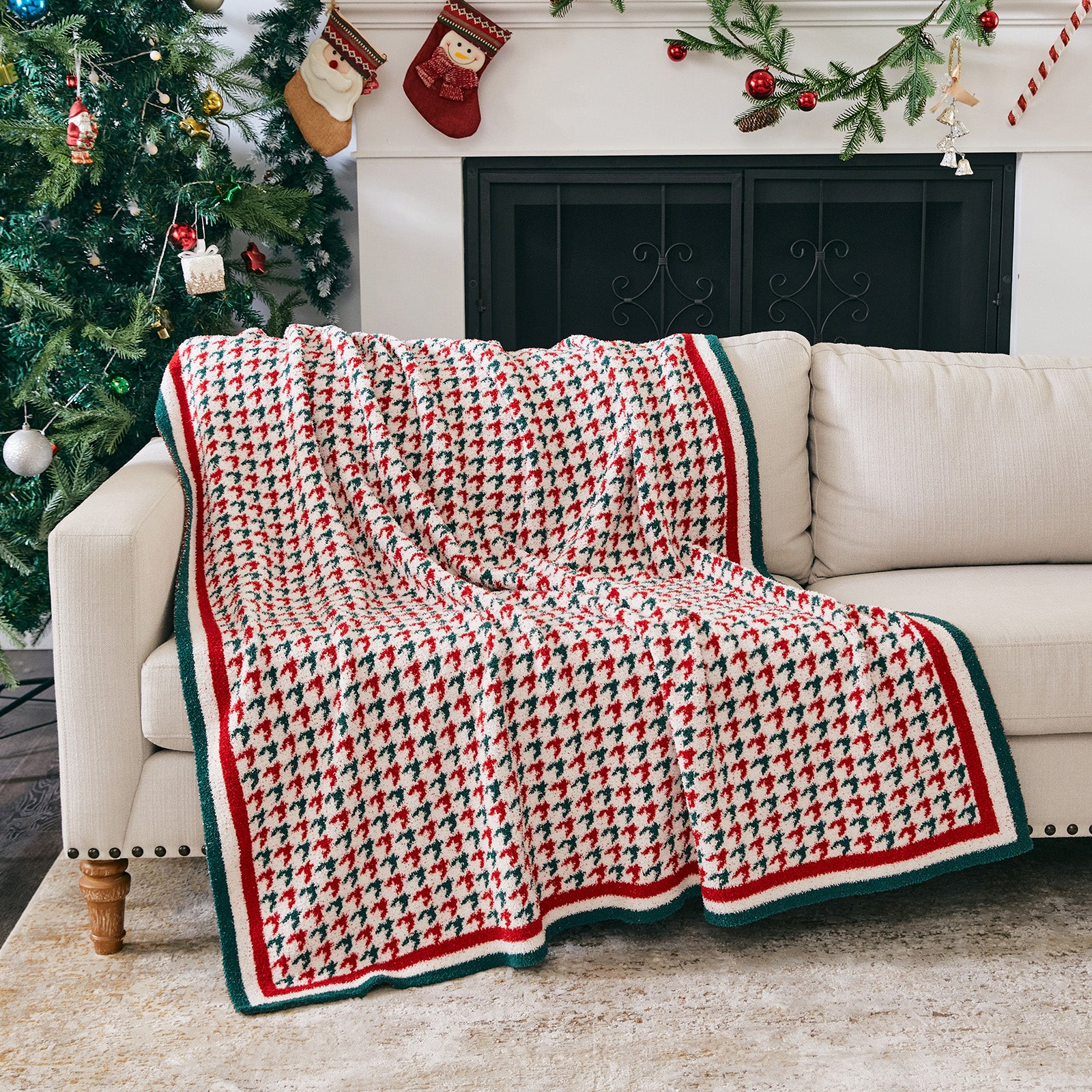 Belffin Festive Houndstooth Blanket