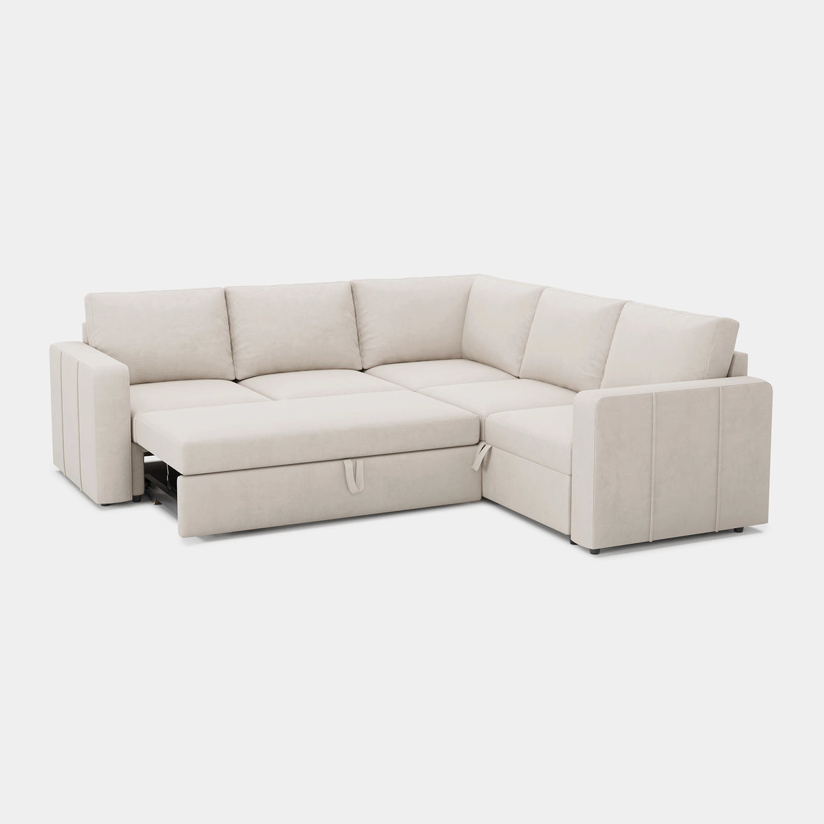Cosmic-Latte-/-Velvet-5-Seat-L-Shaped-Pullout-Sectional