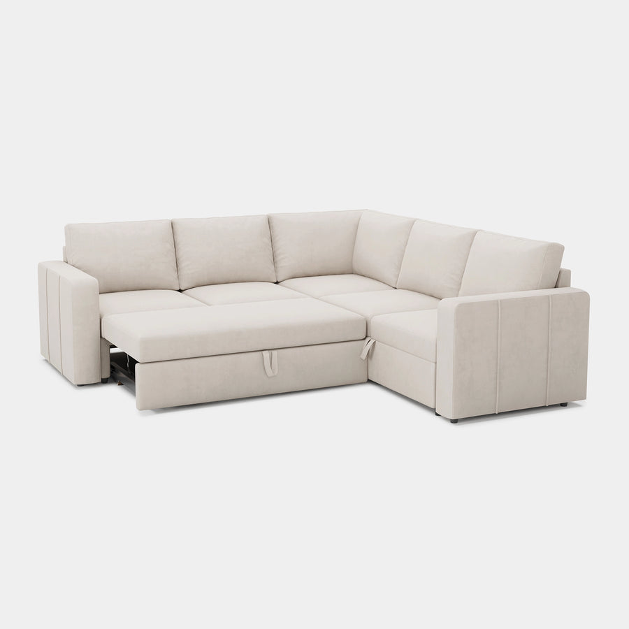 Cosmic-Latte-/-Velvet-5-Seat-L-Shaped-Pullout-Sectional