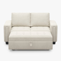 Cotton-Beige-/-Velvet-Pullout-Loveseat