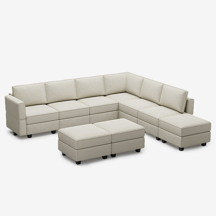 Belffin Modular Sofa - 7 Seats + 8 Sides Velvet Corner Sofa With ...