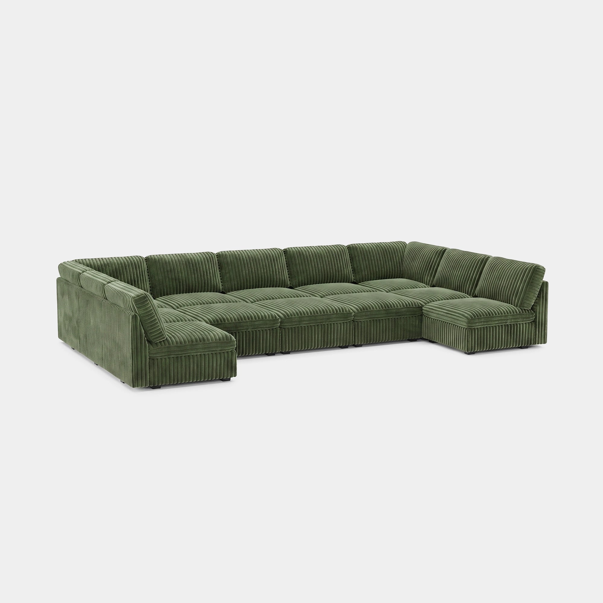 Olivewood-Green-/-Corduroy-12-Seat-U-Shaped-Pit-Sectional