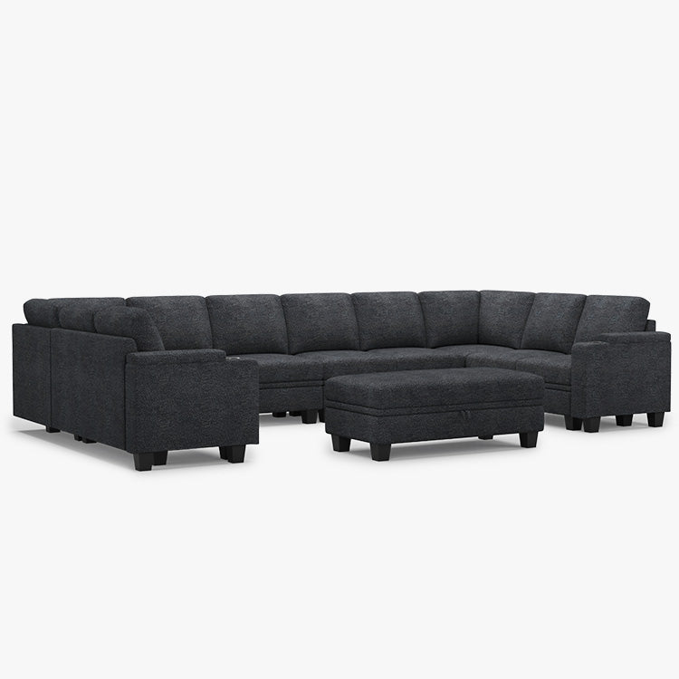 Belffin Modular 10 Seater Modular Chenille Sofa with Storage Ottoman