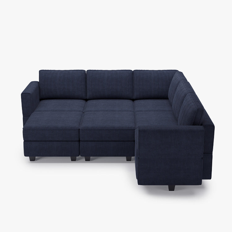 Belffin 7 Seats + 8 Sides Modular Wide Corduroy Sofa with Storage Seat