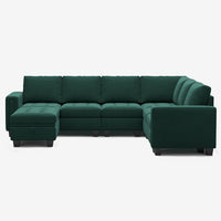 Myrtle-Green-/-Velvet-7-Seat-U-Shaped-Sectional