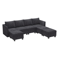 Graphite-Grey-/-Chenille-7-Seat-U-Shaped-Open-Sectional