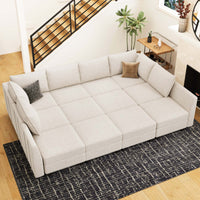 Misty-White-/-Chenille-12-Seat-Pit-Sectional