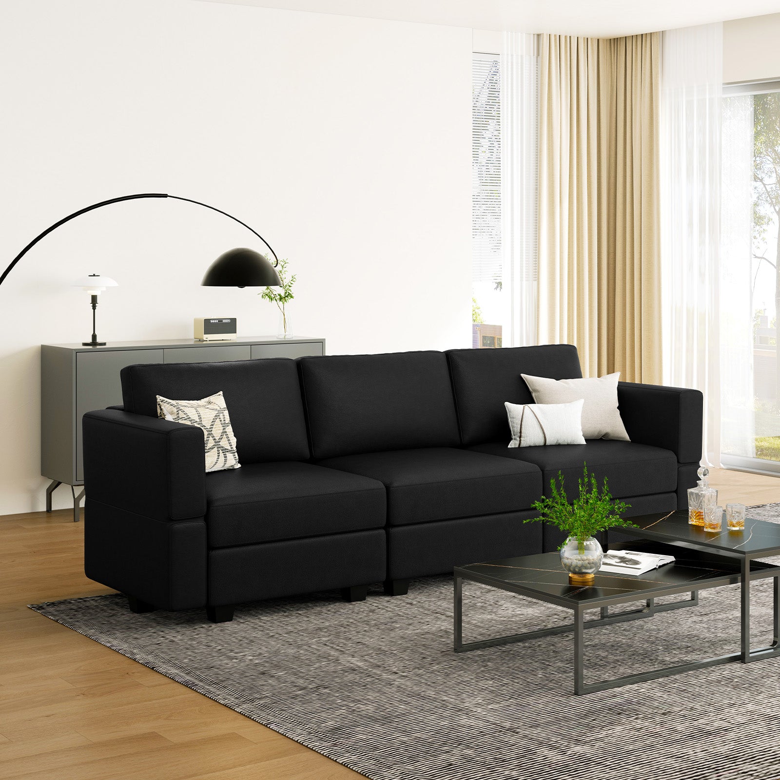 Belffin 3 Seats + 5 Sides Modular Leather Sofa with Storage Seat