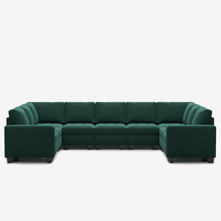 Myrtle-Green-/-Velvet-9-Seat-U-Shaped-Sectional