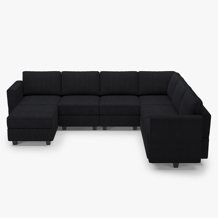 Belffin 7 Seats + 9 Sides Modular Wide Corduroy Sofa with Storage Seat