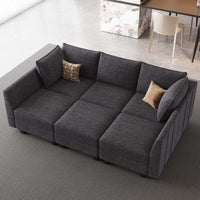 Graphite-Grey-/-Chenille-6-Seat-Pit-Sectional