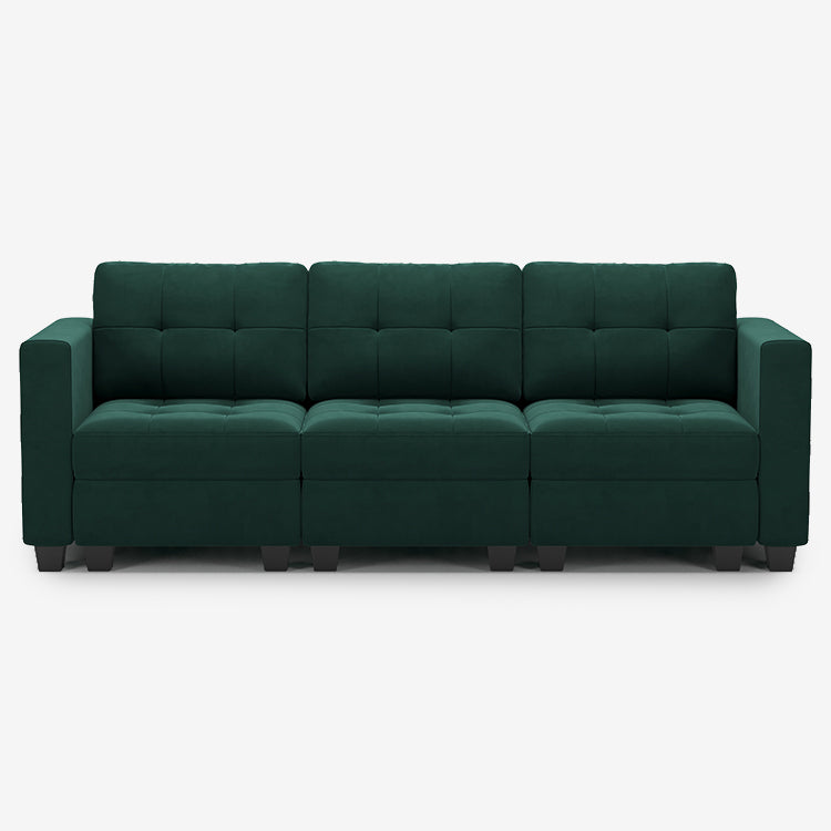 Belffin 3 Seats + 5 Sides Modular Velvet Tufted Sleeper Sofa with Storage Seat