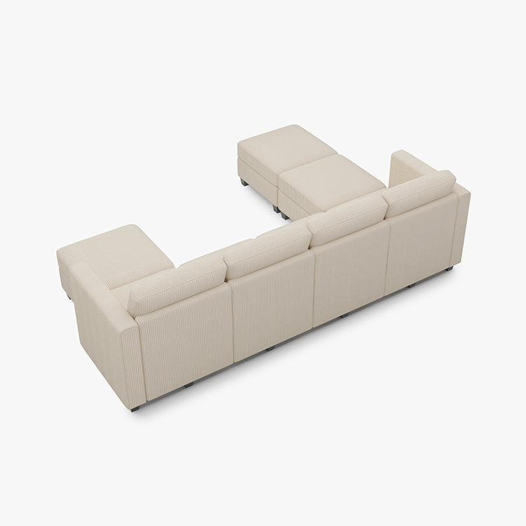 Belffin 7 Seats + 6 Sides Modular Corduroy Sofa with Storage Seat