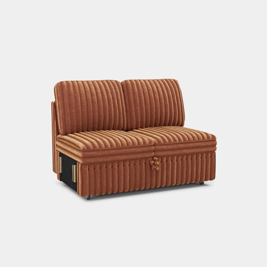 Caramel-Brown-/-Faux-Rabbit-Fur-Corduroy-Module-Pullout-Loveseat