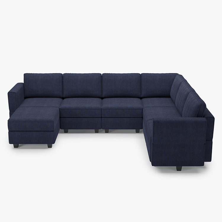 Belffin 7 Seats + 9 Sides Modular Wide Corduroy Sofa with Storage Seat