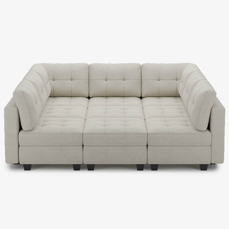Cosmic-Latte-/-Velvet-9-Seat-Pit-Sectional