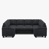 Graphite-Grey-/-Chenille-8-Seat-U-Shaped-Pullout-Sectional