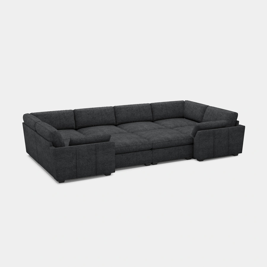 Graphite-Grey-/-Chenille-8-Seat-Wraparound-Pit-Sectional