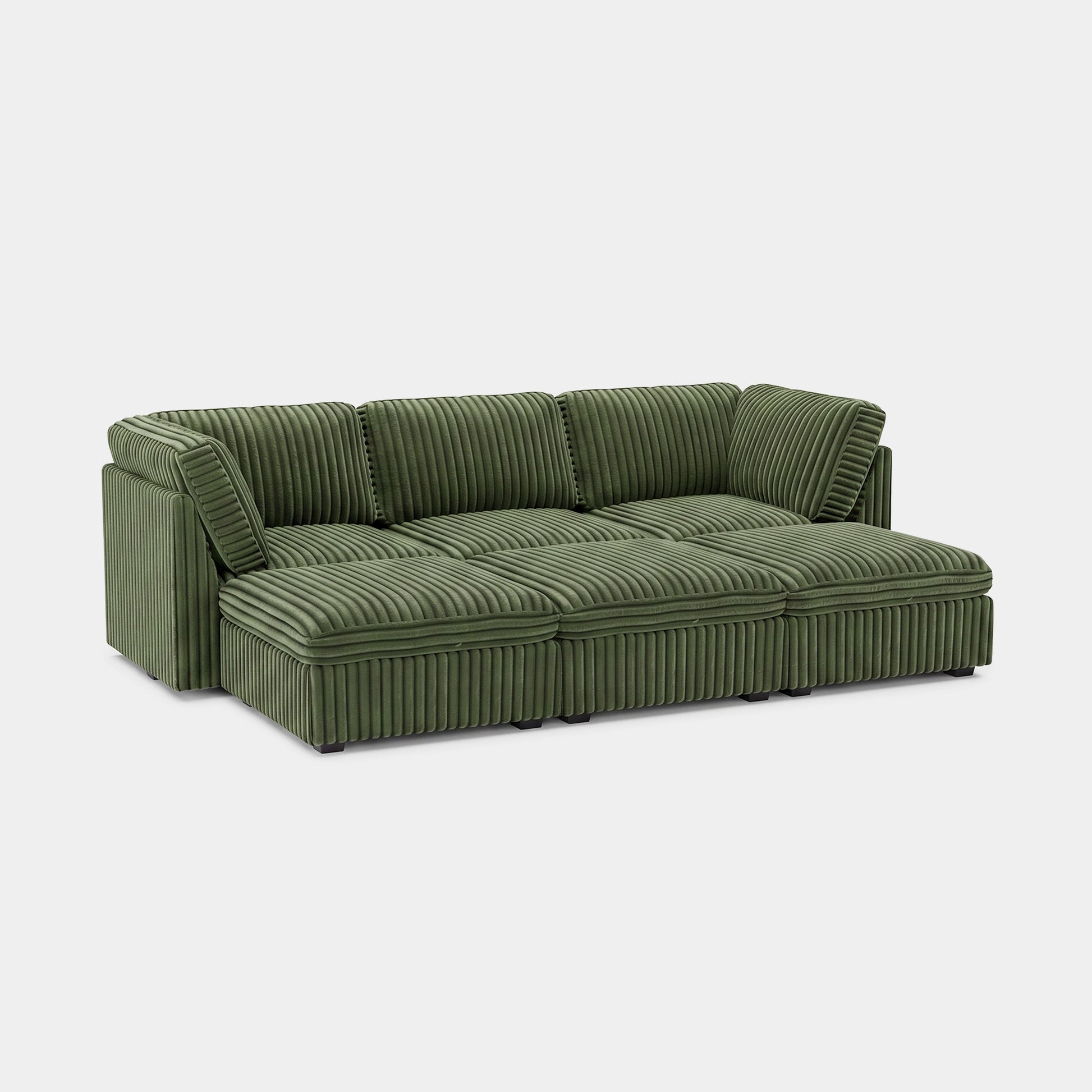 Olivewood-Green-/-Corduroy-6-Seat-Open-Pit-Sectional