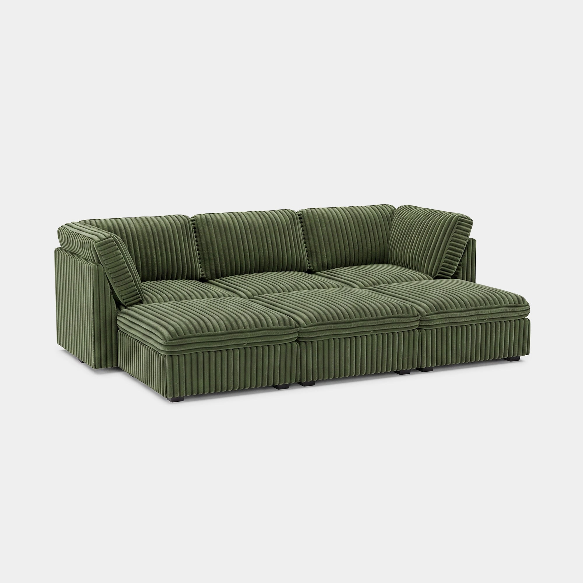 Olivewood-Green-/-Corduroy-6-Seat-Open-Pit-Sectional
