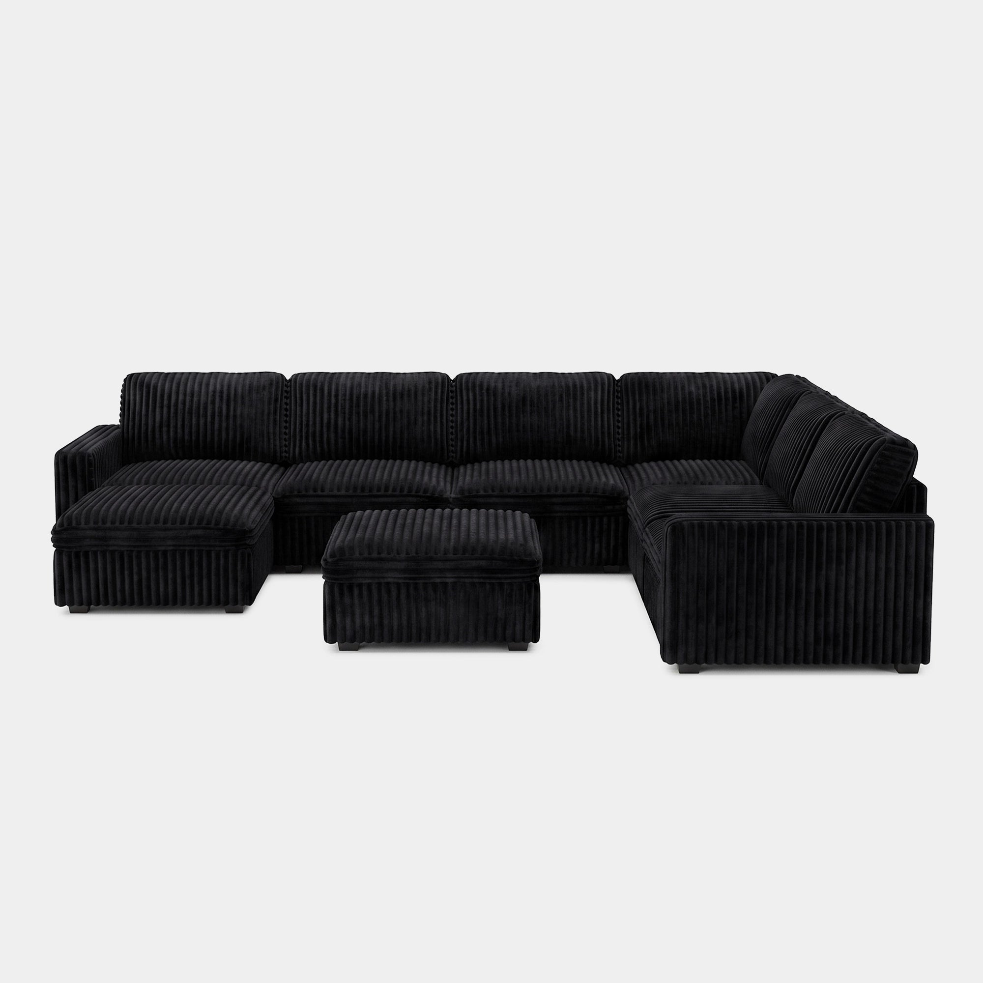 Obsidian-Black-/-Corduroy-8-Seat-U-Shaped-Sectional