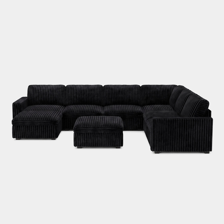 Onyx-Black-/-Corduroy-8-Seat-U-Shaped-Sectional