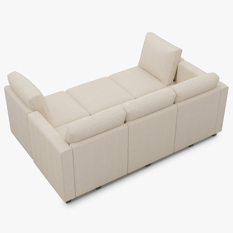 Belffin 6 Seats + 7 Sides Modular Corduroy Sleeper Sofa with Storage Seat