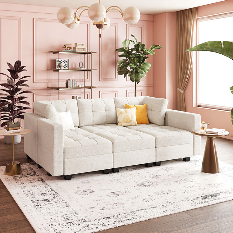 Tesso Modular Sofa Chenille Oatmeal Beige A+5B+C