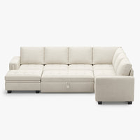 Cotton-Beige-/-Velvet-7-Seat-U-Shaped-Pullout-Sectional