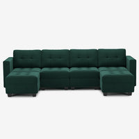 Castleton-Green-/-Velvet-6-Seat-U-Shaped-Open-Sectional