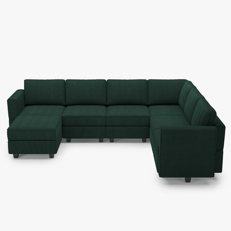 Belffin 7 Seats + 9 Sides Modular Wide Corduroy Sofa with Storage Seat