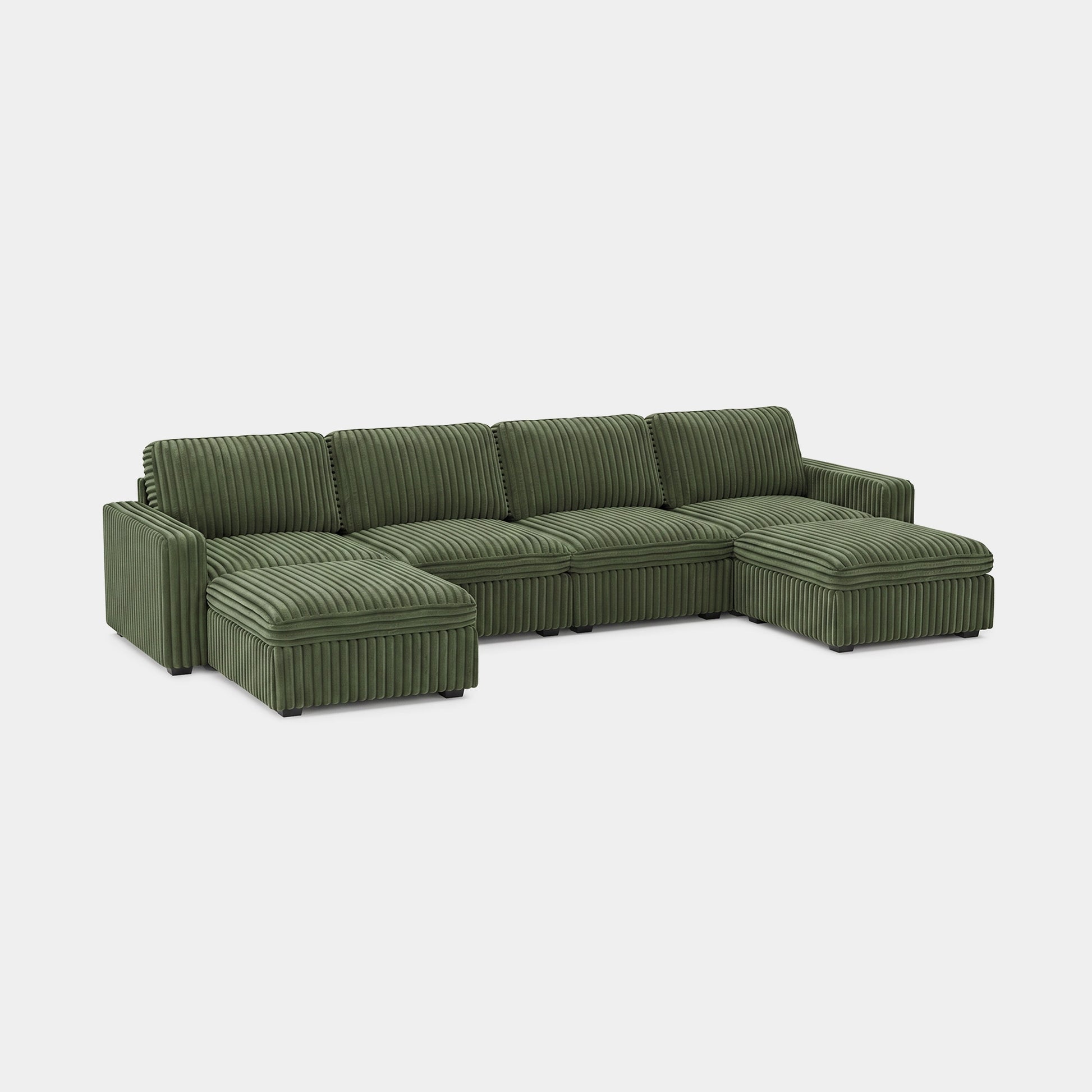 Olivewood-Green-/-Corduroy-6-Seat-U-Shaped-Open-Sectional