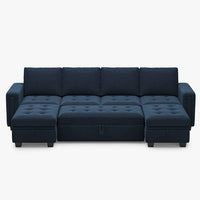 Dark-Blue-/-Velvet-6-Seat-U-Shaped-Pullout-Sectional