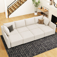 Misty-White-/-Chenille-8-Seat-Pit-Sectional