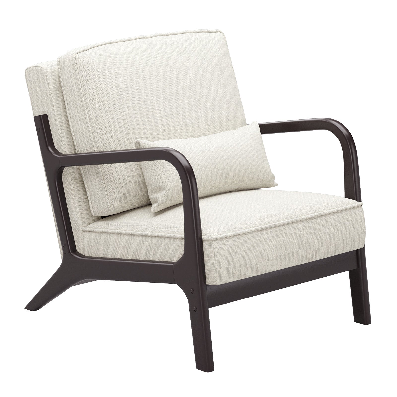 Belffin Mid-Century Accent Linen Chair with Soft Cushion