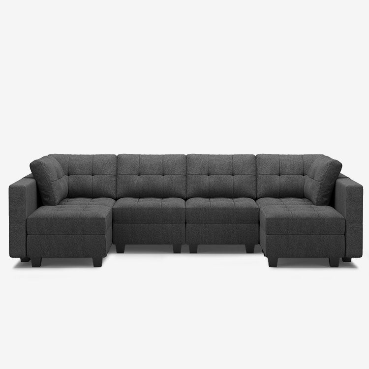 Shadow-Grey-/-Weave-6-Seat-U-Shaped-Sectional