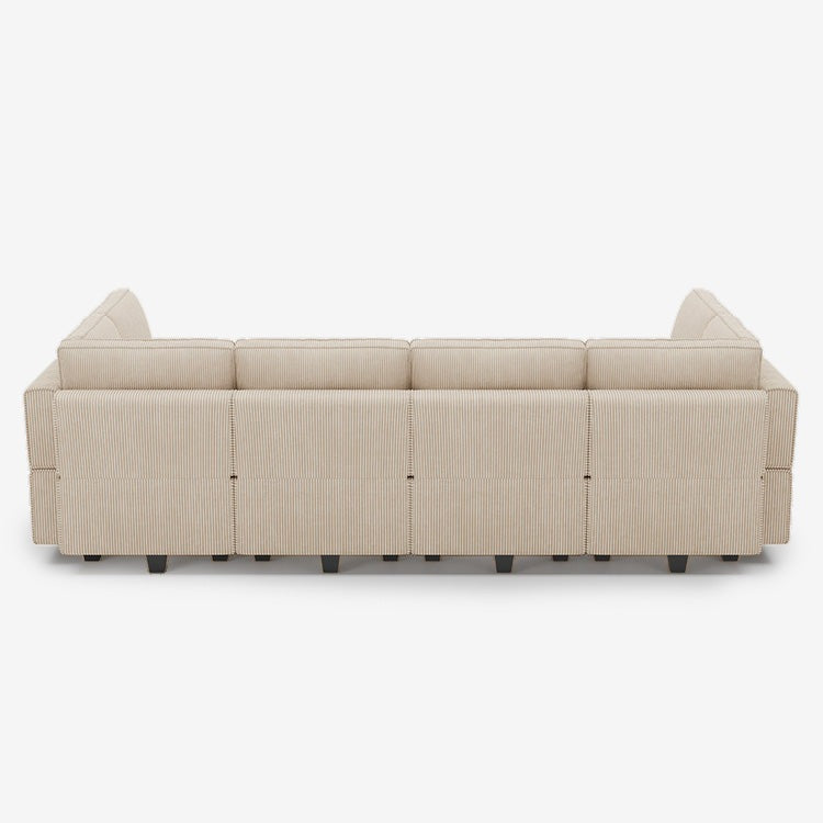 Belffin 8 Seats + 8 Sides Modular Wide Corduroy Sleeper Sofa with Storage Seat